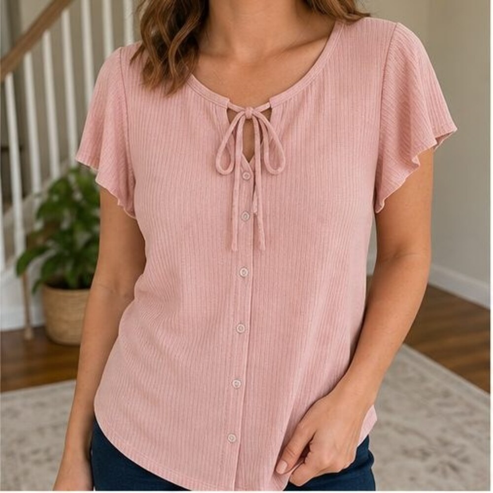 Blush Ruffle Blouse - Picture 2 of 6